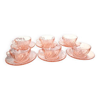 Vintage Arcopal Rosaline Coffee Cup Set