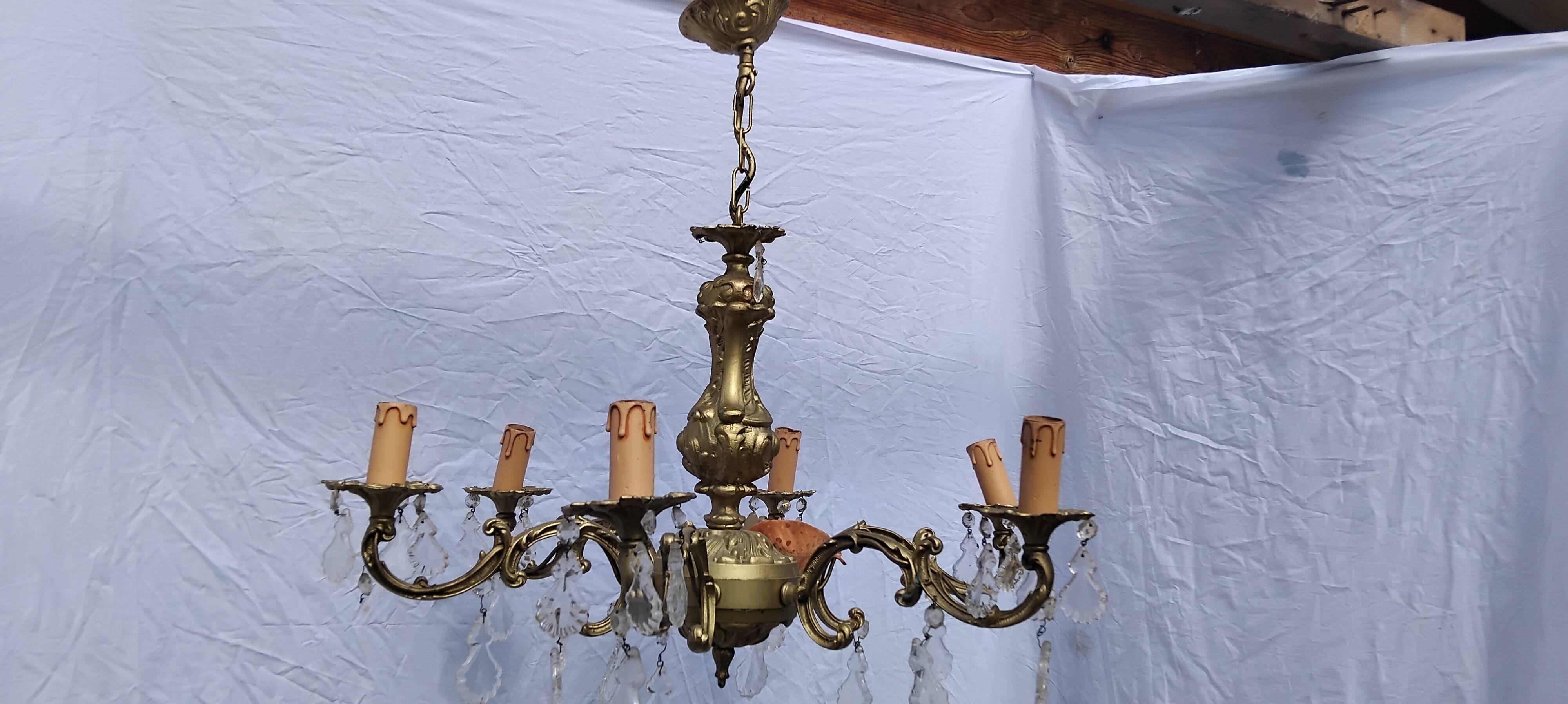 4 vintage crystal chandelier pendants