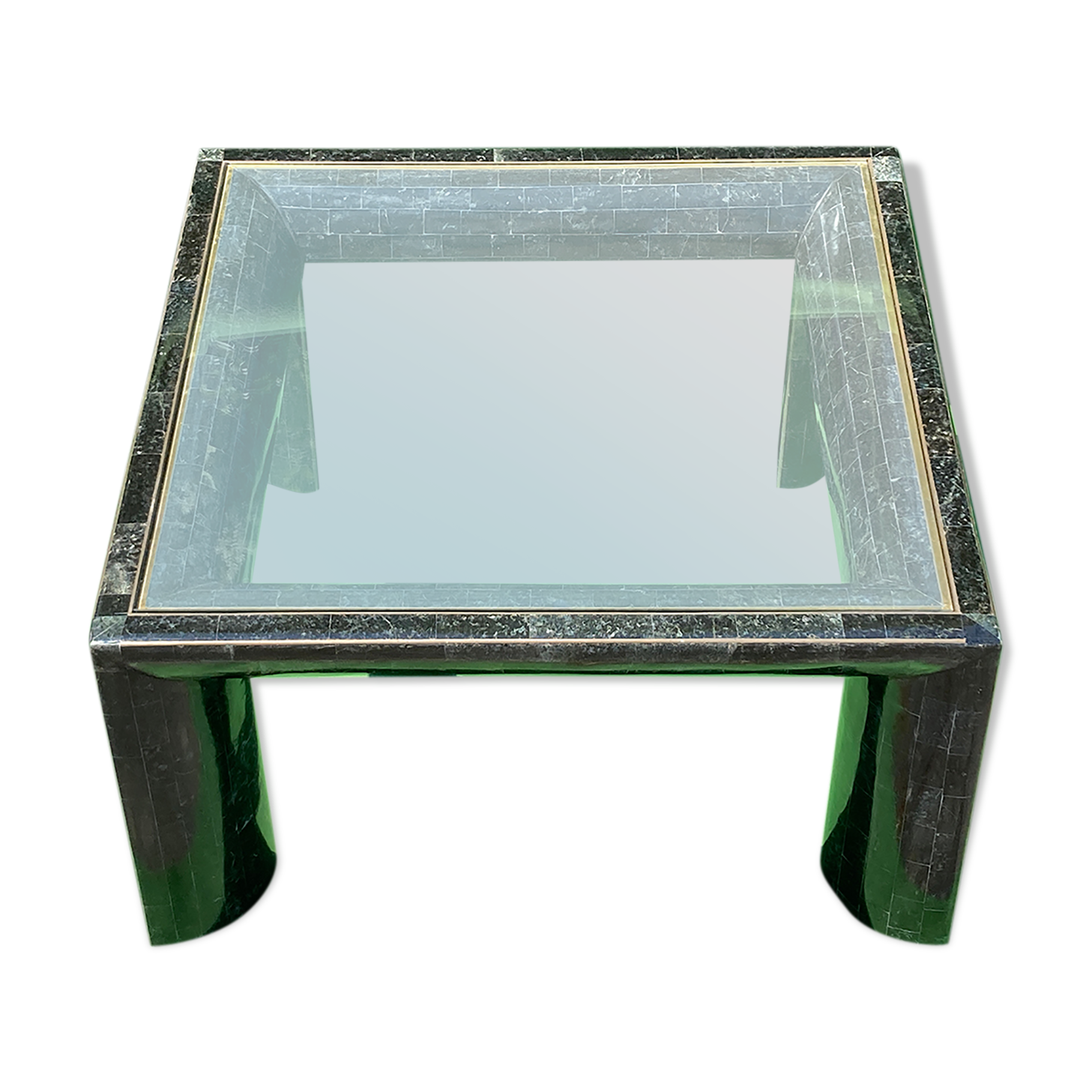 Table basse en pierre noire tesselated par Maitland Smith années 1970