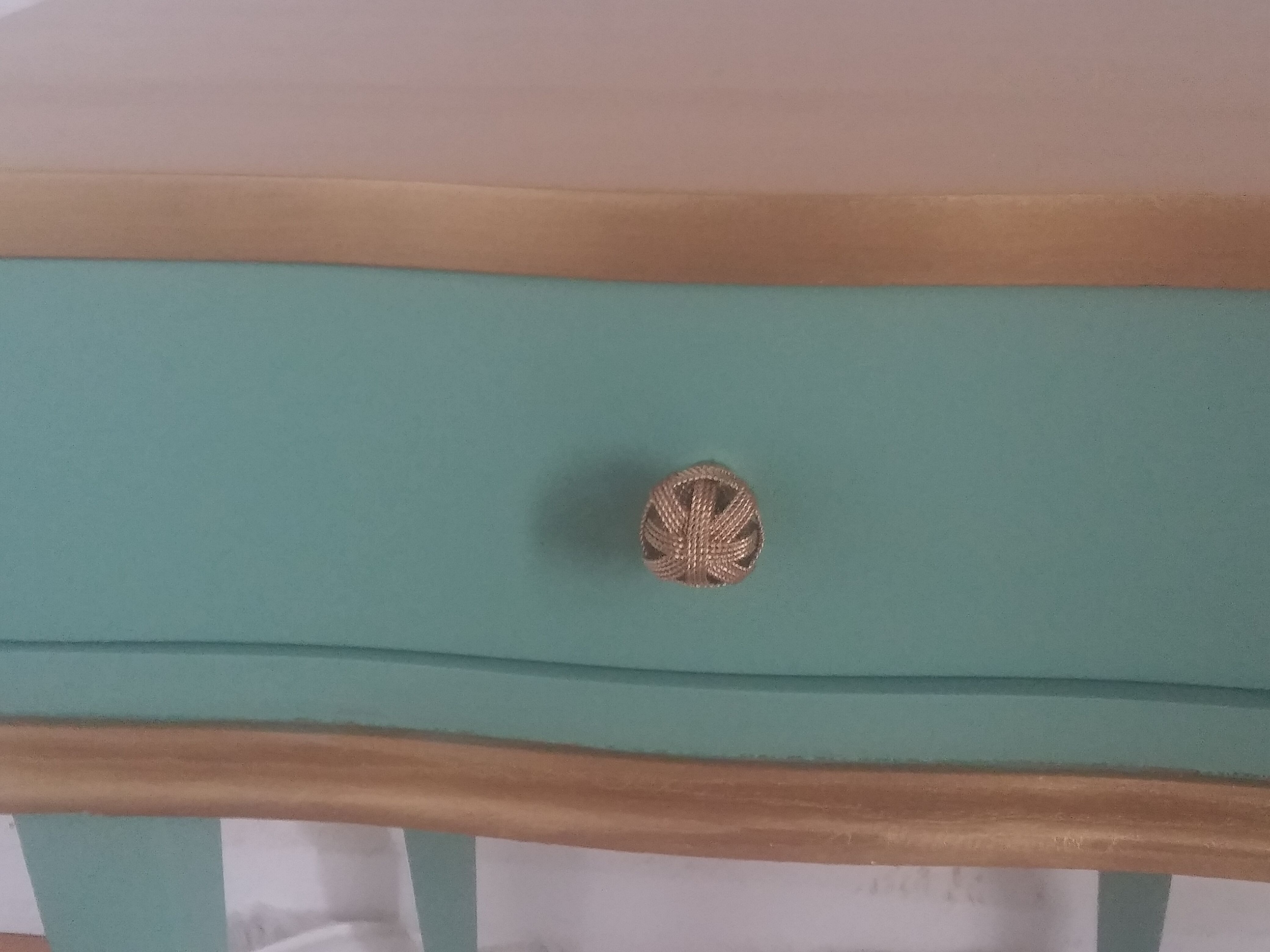 Mint green and gold vintage nightstand