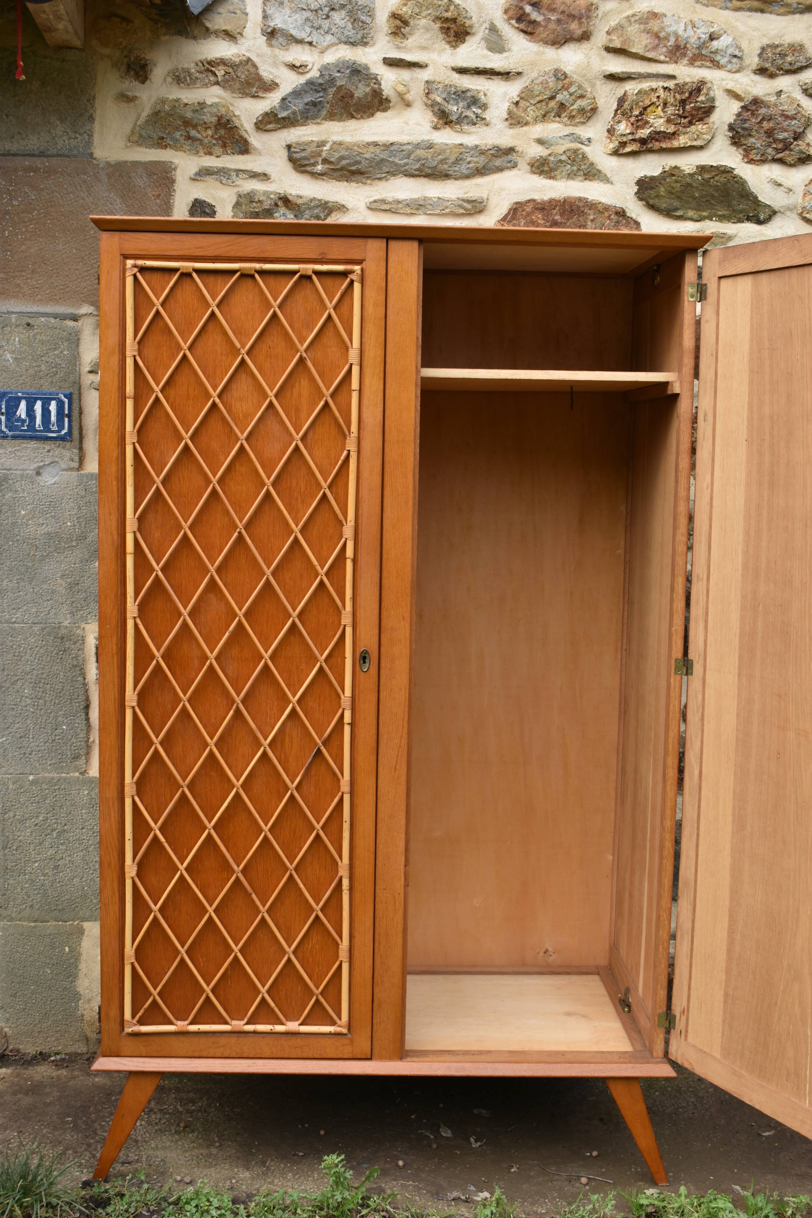 1960s rattan wardrobe