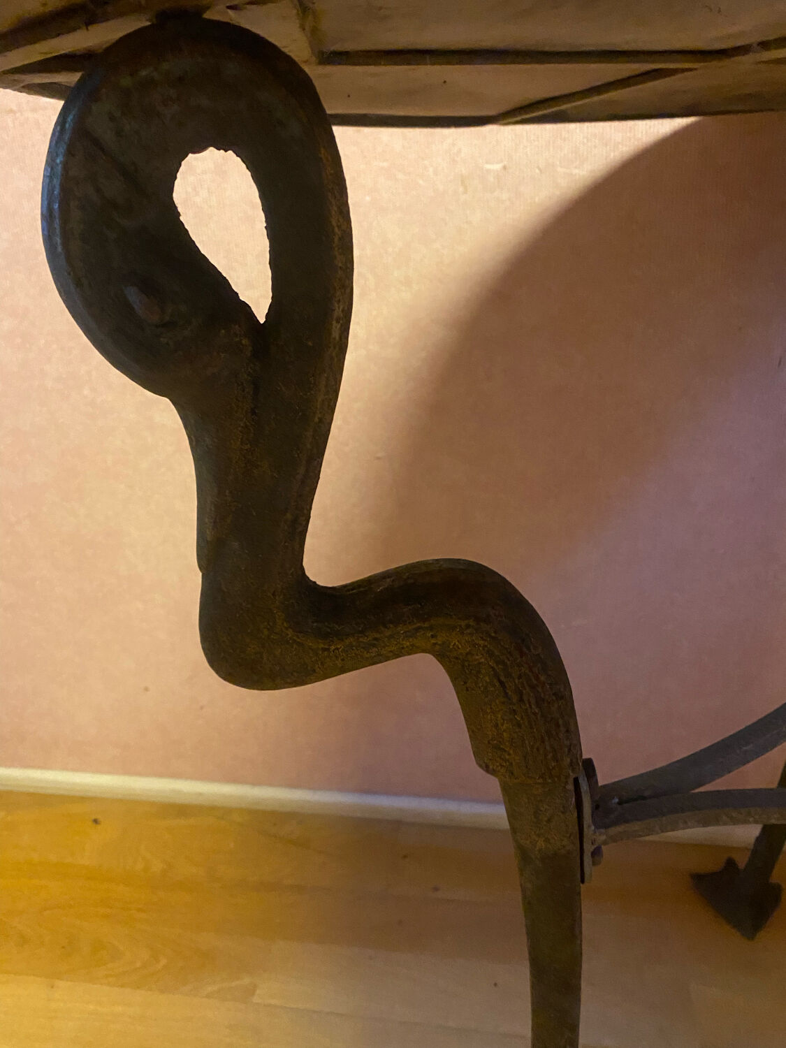 Mosaic garden table, gooseneck legs