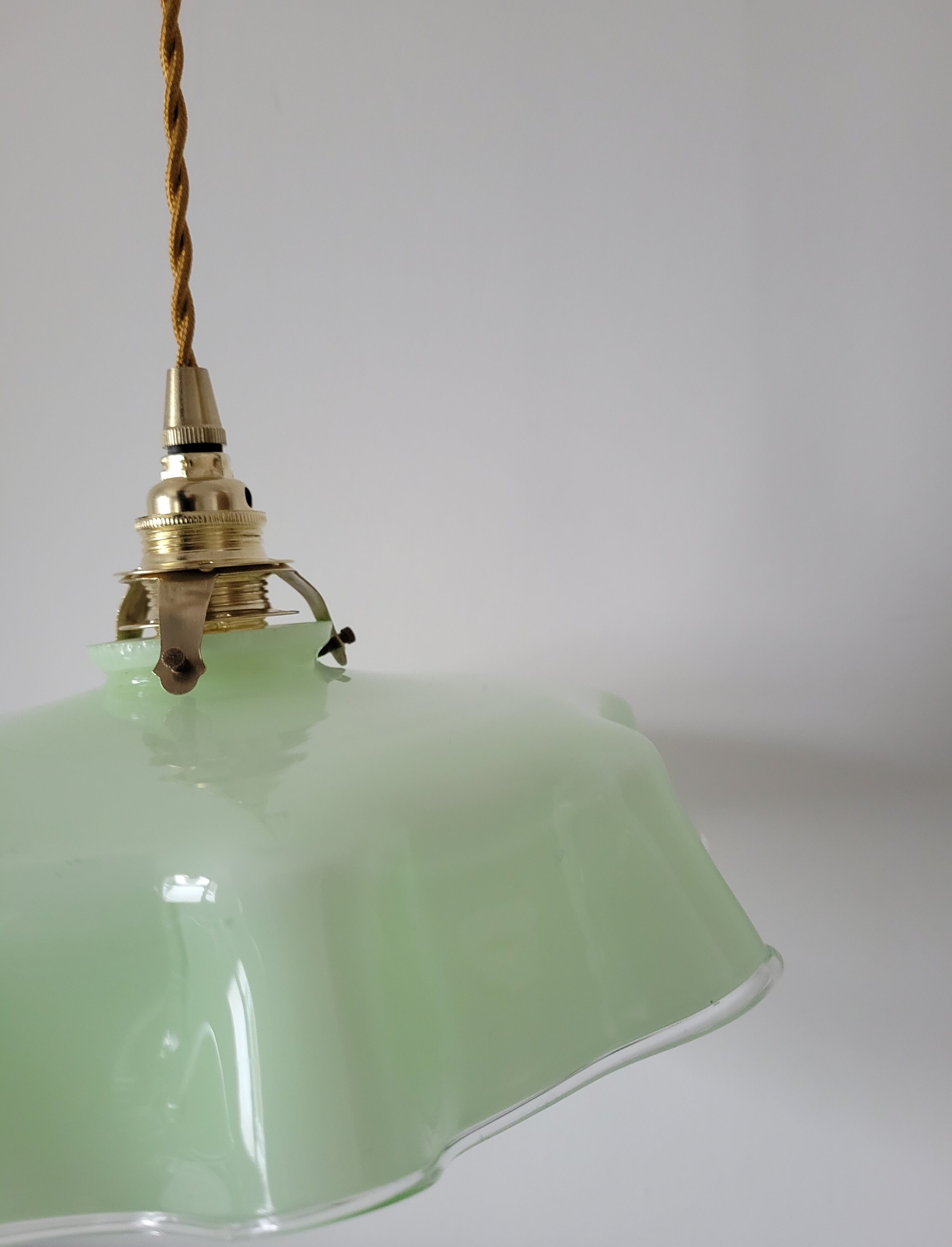Pastel green draped opaline pendant lamp