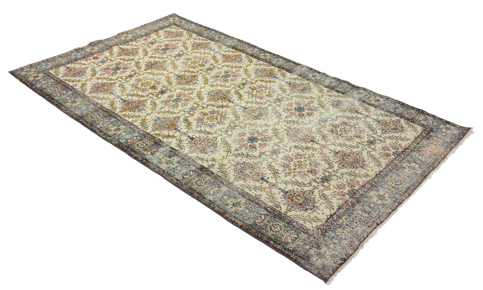 Tapis Vintage Turc – Tons Café & Beige – Noué à la main – 298 × 170 cm