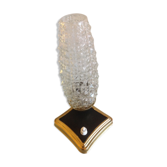 Structured tulip glass bedside lamp and laitone base / vintage 50-60s