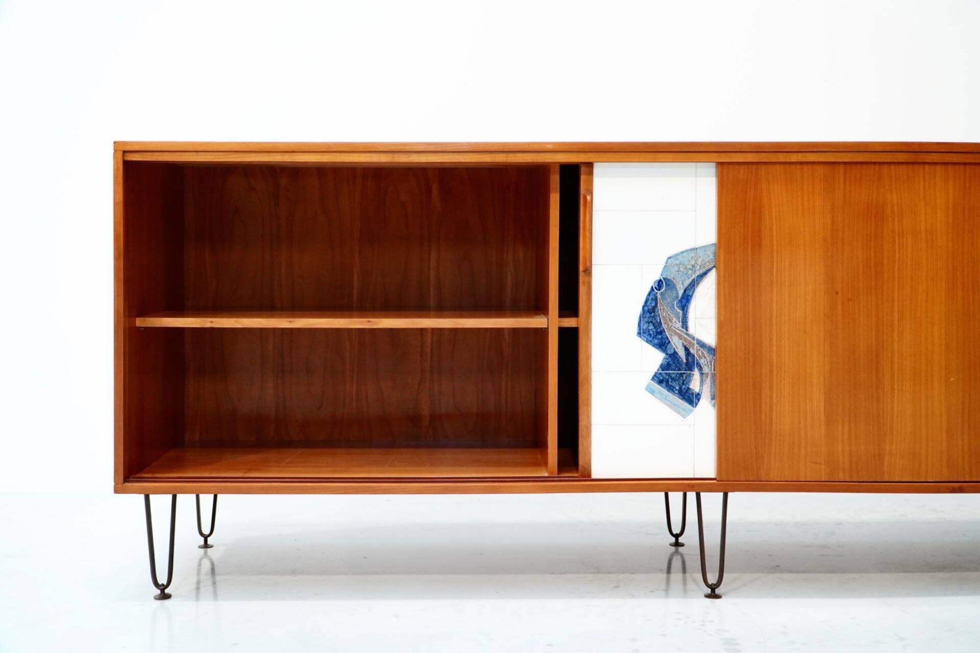 Alfred Hendrickx, Sideboard with Ceramic Art by Willy Meysmans