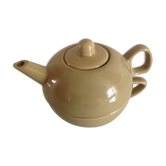 Vintage teapot 2 in 1 with integrated cup olive green