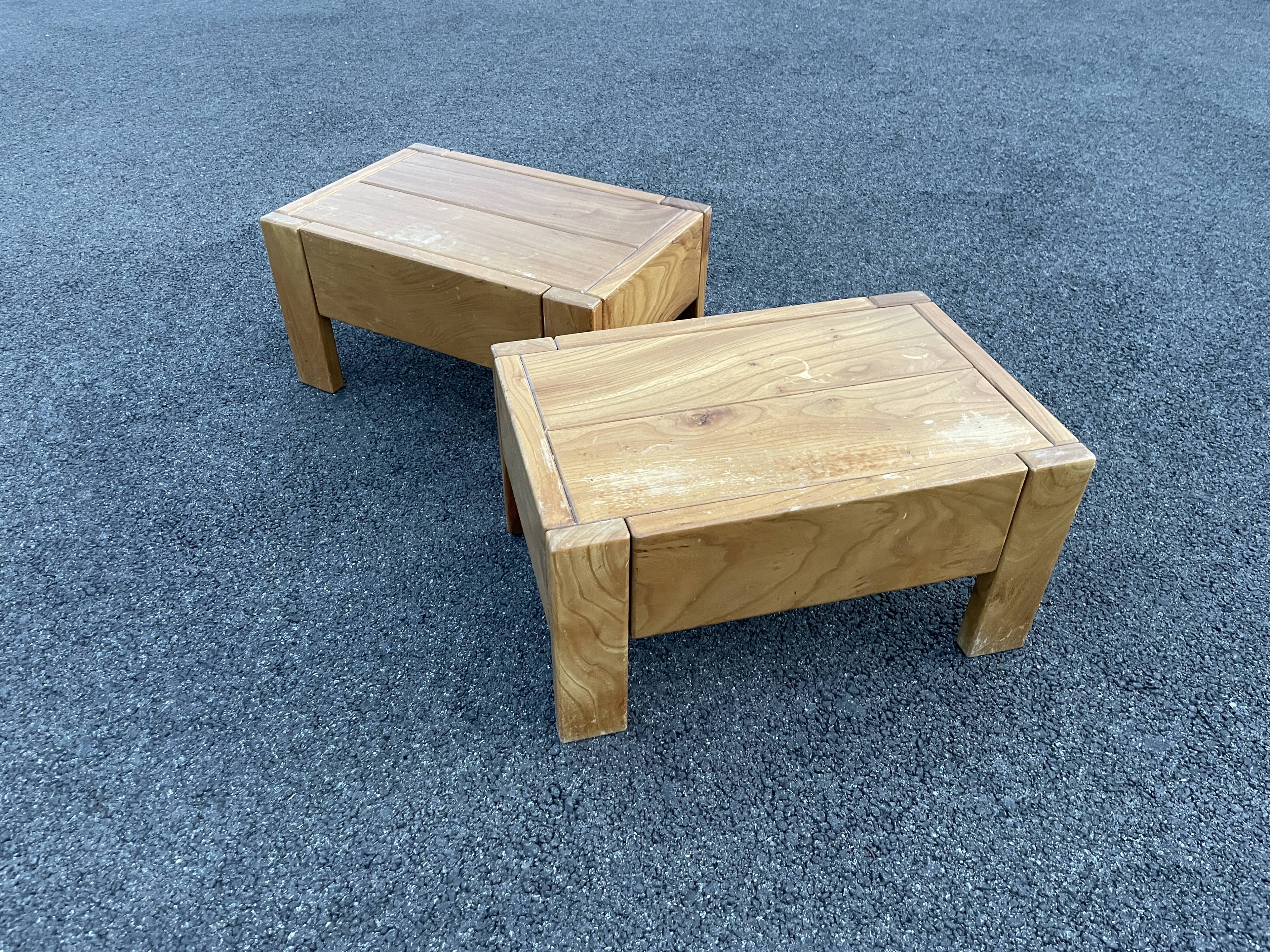 Pair of bedside tables vintage solid elm home revived bedside table