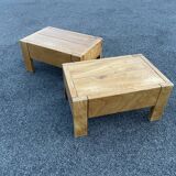 Pair of bedside tables vintage solid elm home revived bedside table