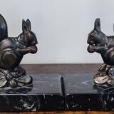 Squirrel bookends signed Tedo, Art Deco