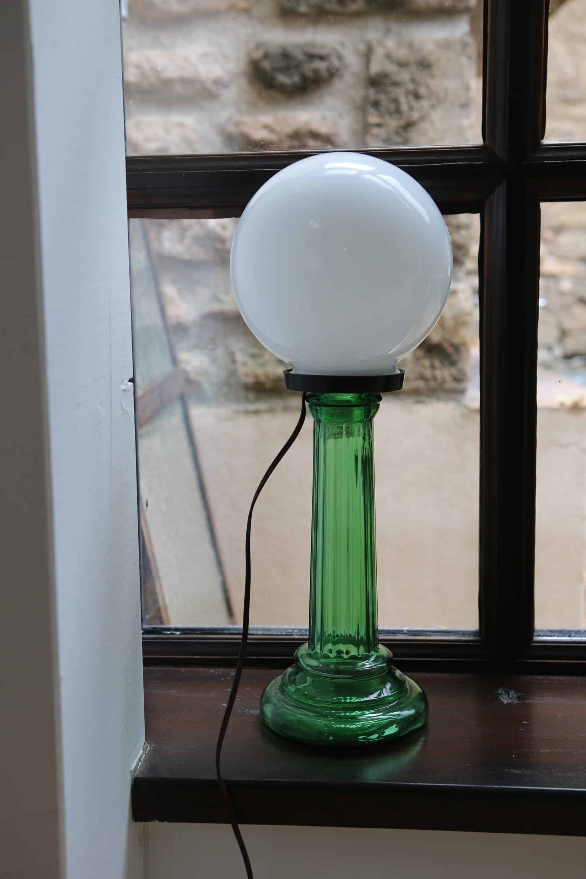 Upcycled opaline lamp
