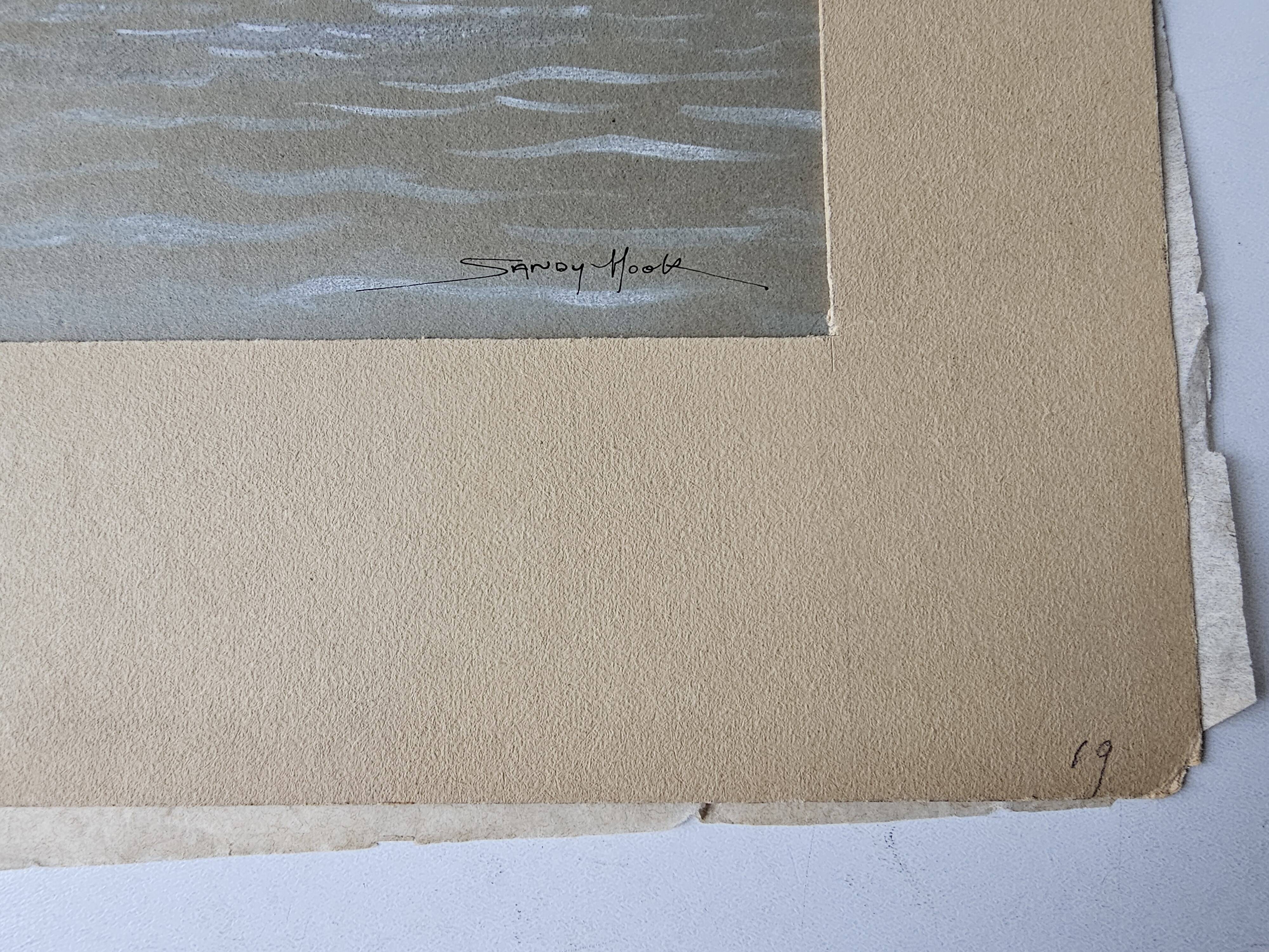 Watercolor of the Black Ocean Liner at Sea Signed TABOUREAU Georges known as Sandy-Hook (1879)