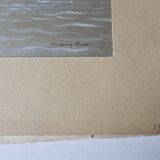 Watercolor of the Black Ocean Liner at Sea Signed TABOUREAU Georges known as Sandy-Hook (1879)