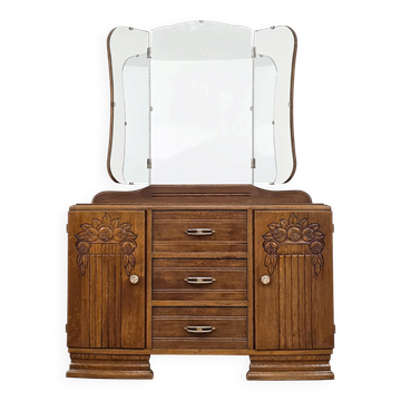 Wooden dressing table, Art Deco from the 1940s.