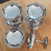 Set of 6 vintage ice cream or cocktail cups in shiny stainless steel.