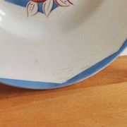 Oval white serving dish with floral patterns Floréal M.B.C.M.