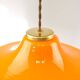 Mid-Century Italian Orange Glass & Brass Pendant Lamp