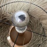 50s wood and straw lamp