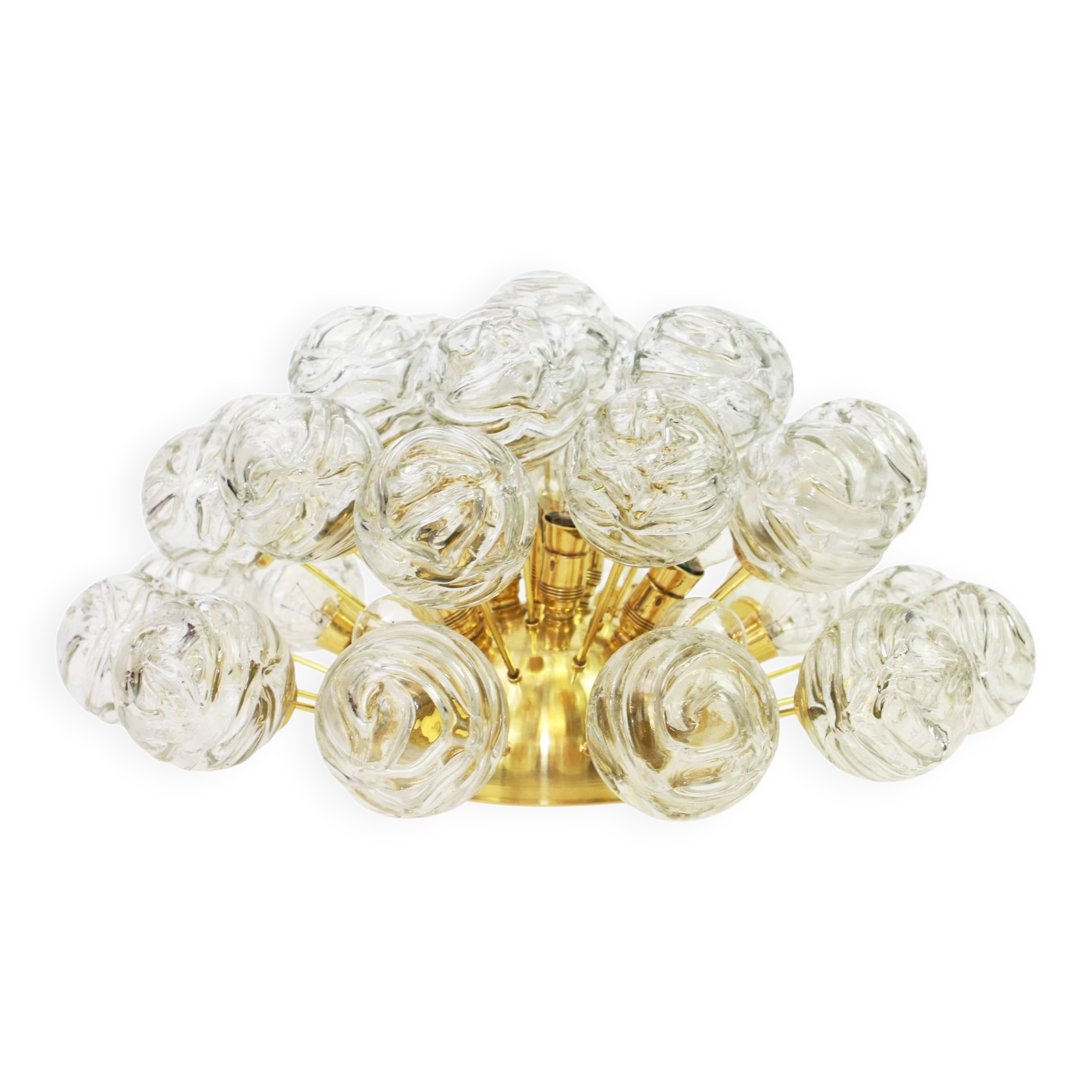 Spectacular Sputnik ceiling light with glass snowballs by Doria, Germany, 1970s