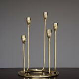 Ensemble de candélabres en laiton massif Spiral de design danois. Années 1960.