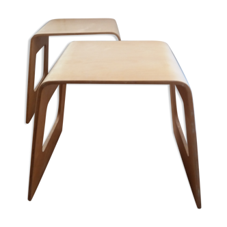 Pair of curved wooden stools