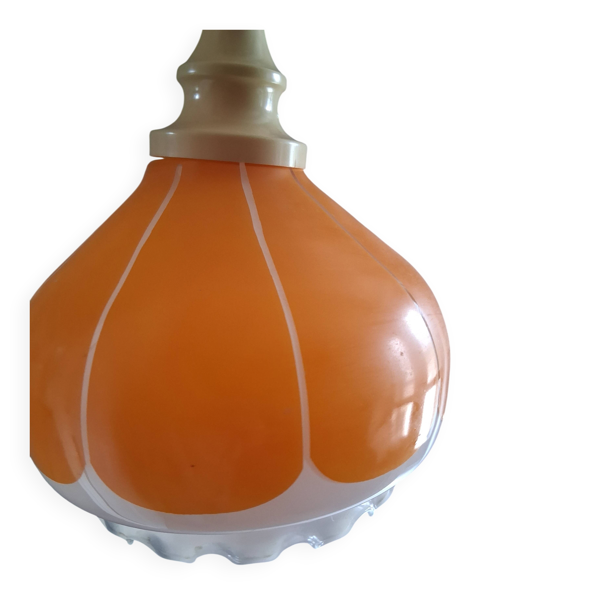 Suspension vintage orange et blanc années 60 - 70