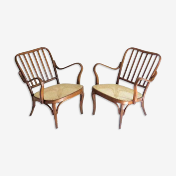 Paire de fauteuils Josef Frank n° 752, en bois courbé et cannage, Thonet, Autriche, années 1930