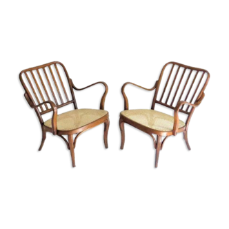 Paire de fauteuils Josef Frank n° 752, en bois courbé et cannage, Thonet, Autriche, années 1930