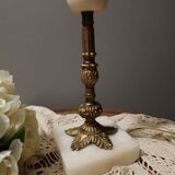 Retro chic living room lamp in white marble and brass