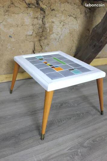 Table basse vintage mosaïque design scandinave 1960