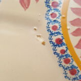 cups with octagonal saucers Henriot Quimper flower decoration leaves flowers