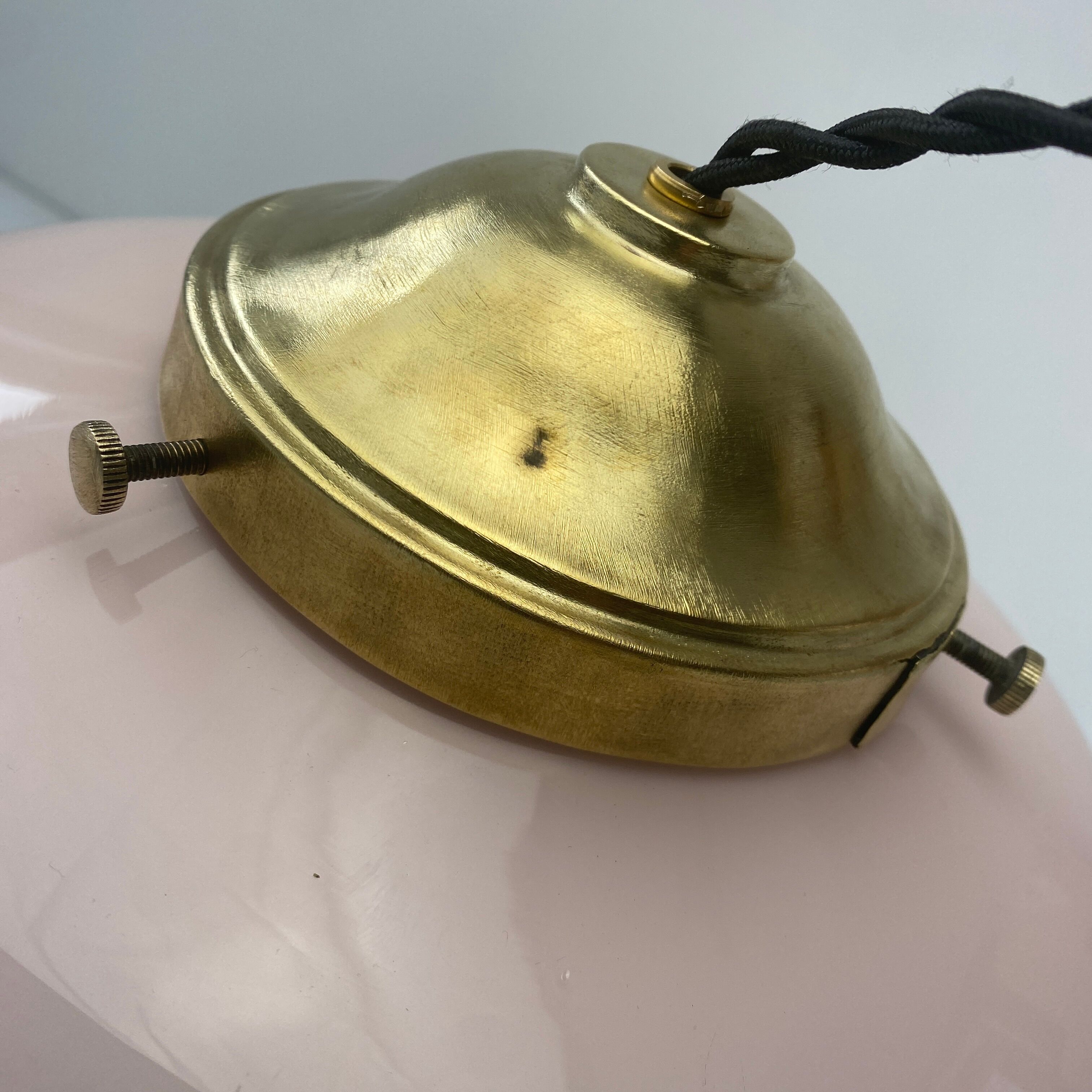 Old art-deco pendant lamp in pink opaline