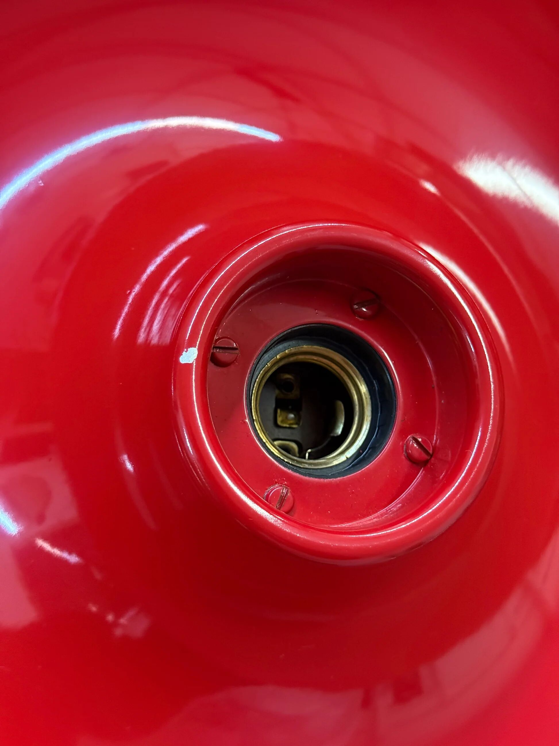 Red space age disc lamp by Enrico Tronconi