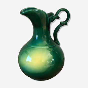 Yellow heart green ceramic pitcher