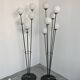 Mid Century Modern floor lamp in brass, marble, and opaline glass attributed to Stilnovo.
