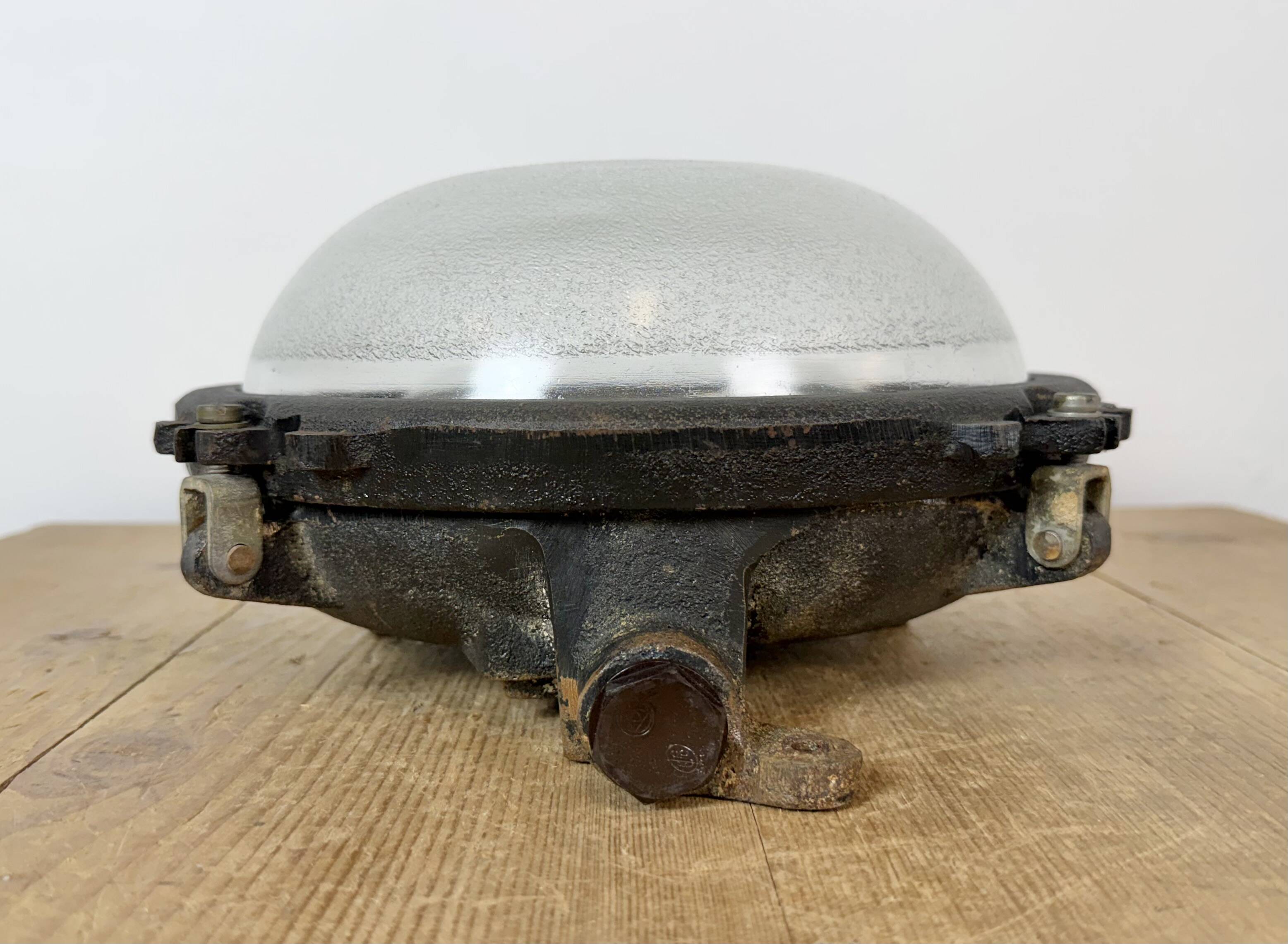 Black Industrial Cast Iron Wall or Ceiling Light from Elektrosvit, 1960s