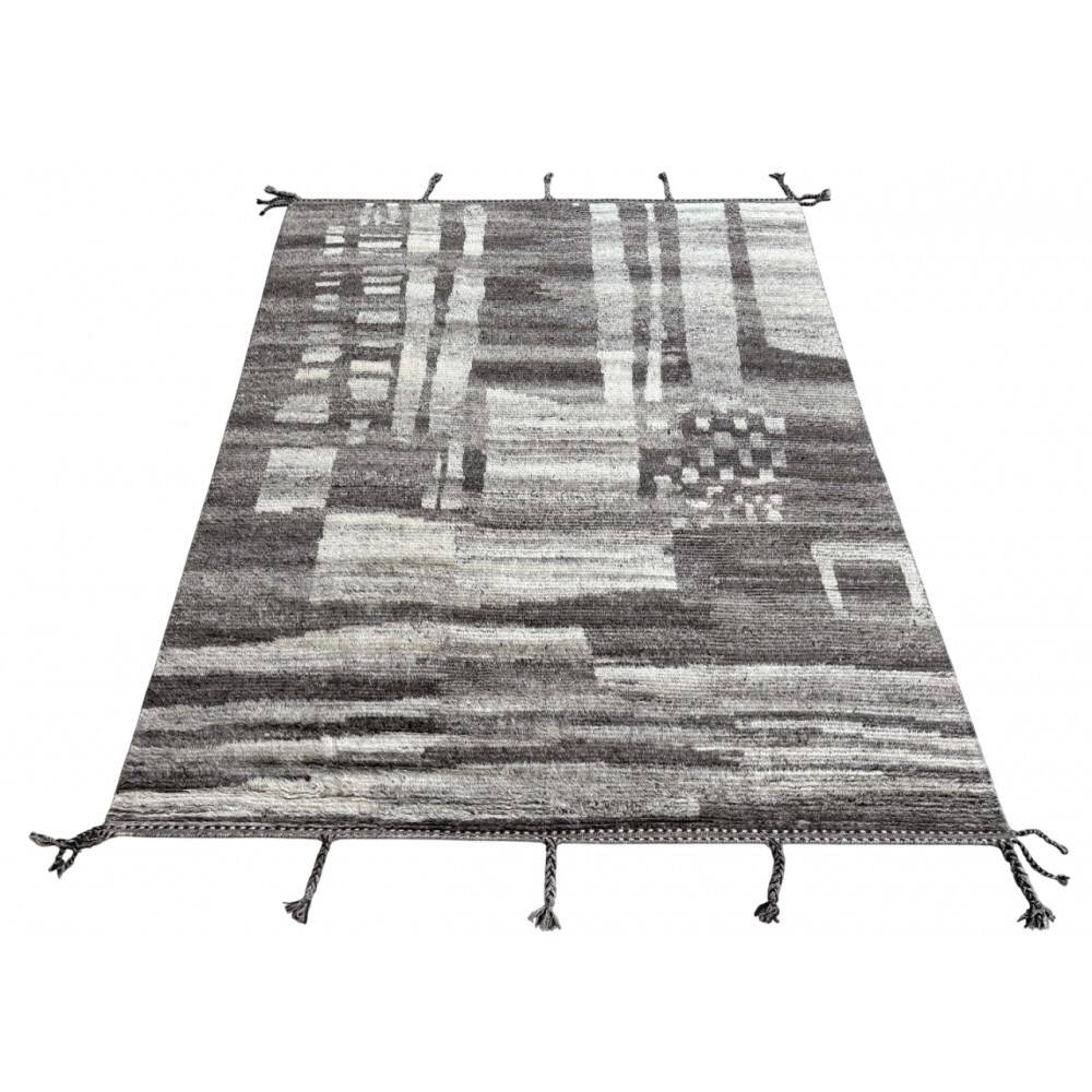 Handknotted Moroccan Azilal Style Rug. 100% Wool. Modern Beni Ourain Carpet
