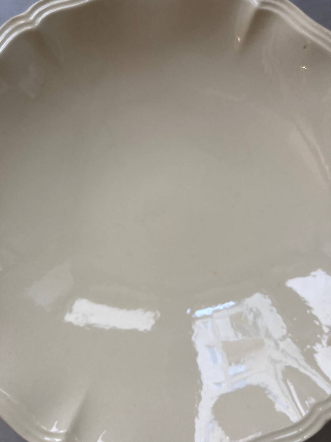 Sarreguemines compotier, ivory model with gadroons