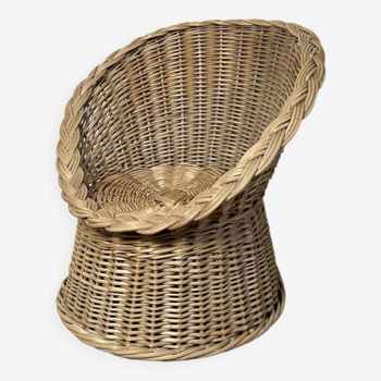 Small rattan basket armchair for children