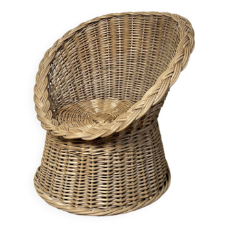 Small rattan basket armchair for children