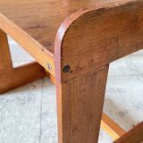 Table basse géométrique bois miel vintage