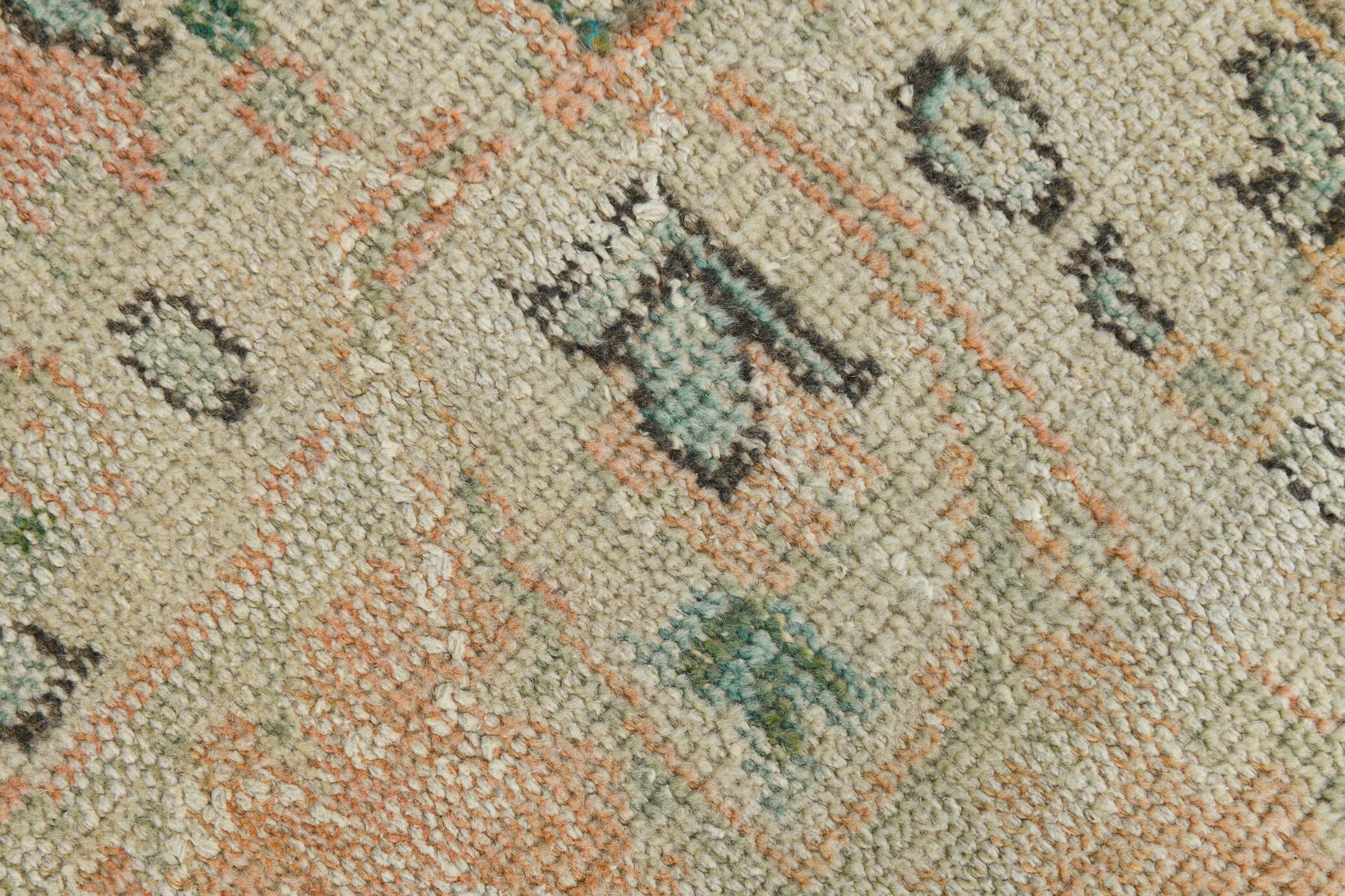 9x10 Soft Peach Turkish Vintage Rug, 186x287 Cm