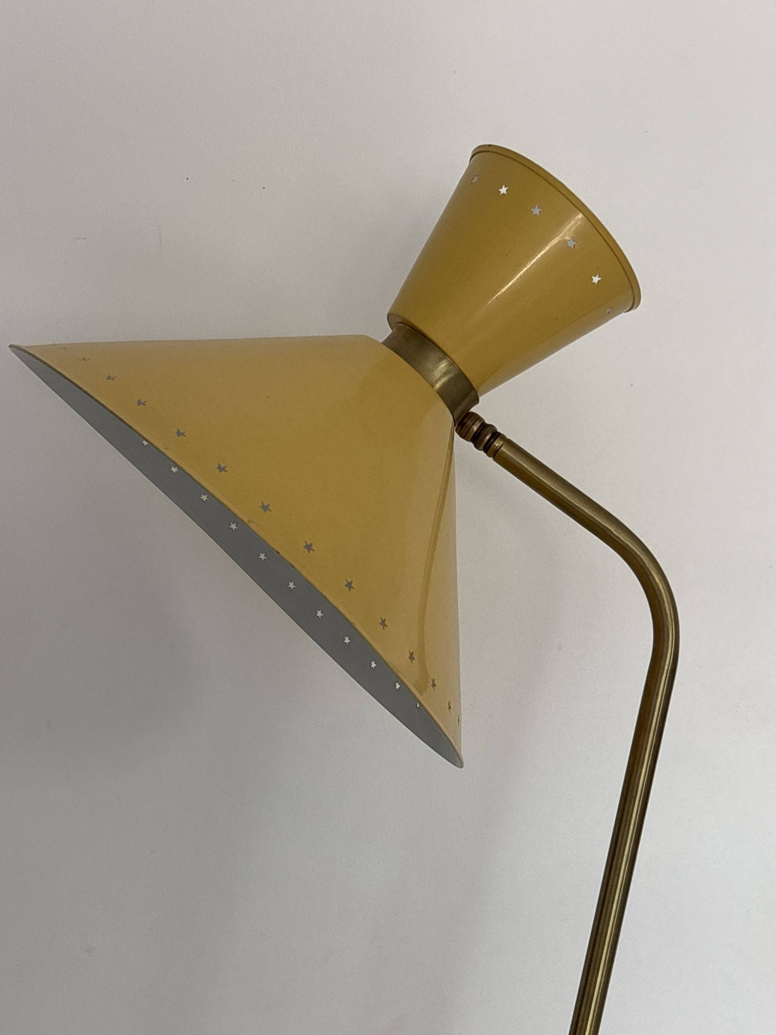 Diabolo floor lamp from the 1950s - brass & rattan - Lunel style - vintage design