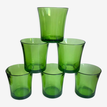 Lot de 6 verres à eau verre bouteille Made in France années 70