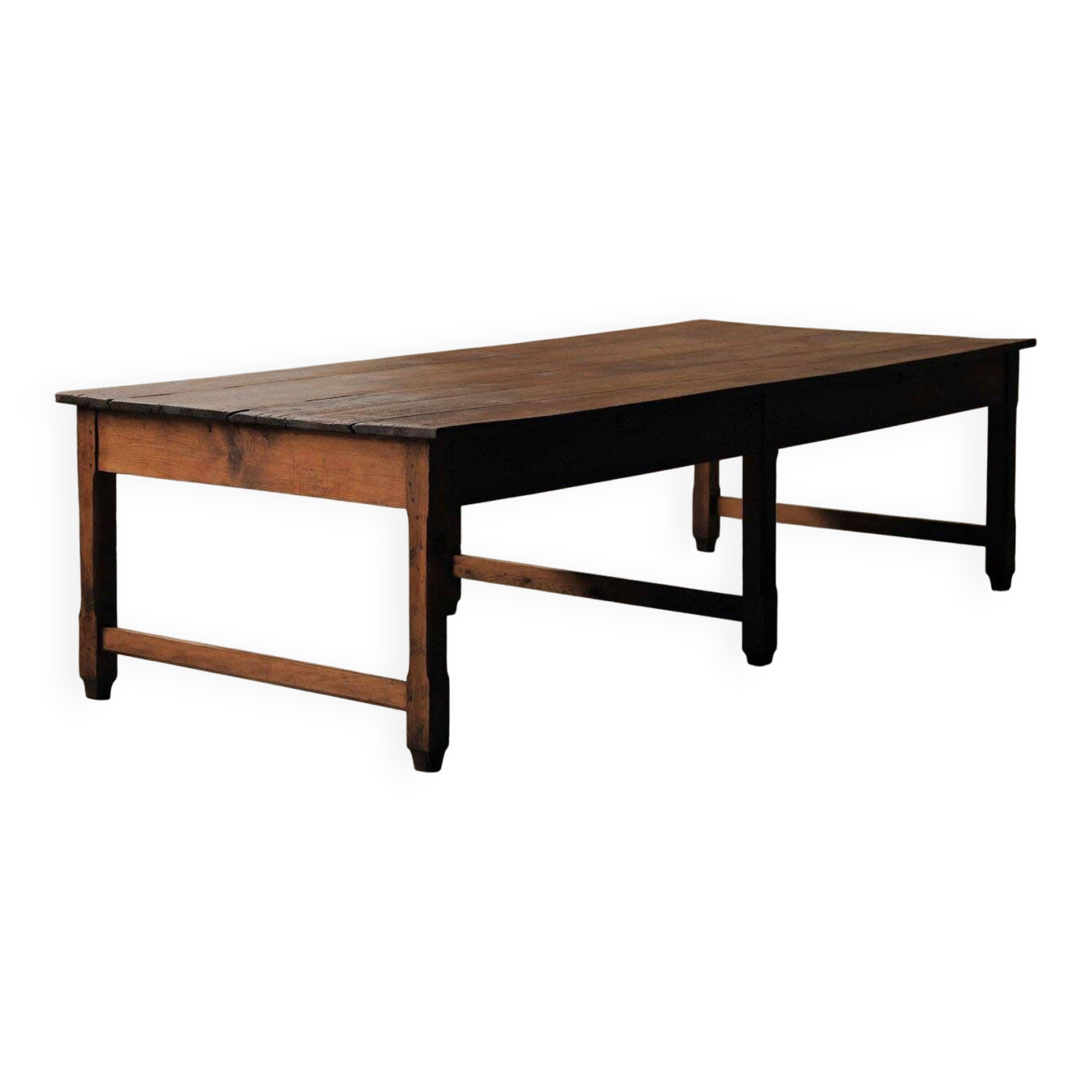 Large antique table in solid pine – France, around 1900