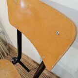 Series of 4 wooden and metal school chairs