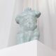 Light blue clay ceramic torso statue – mid-century design sculpture, heavy studio piece