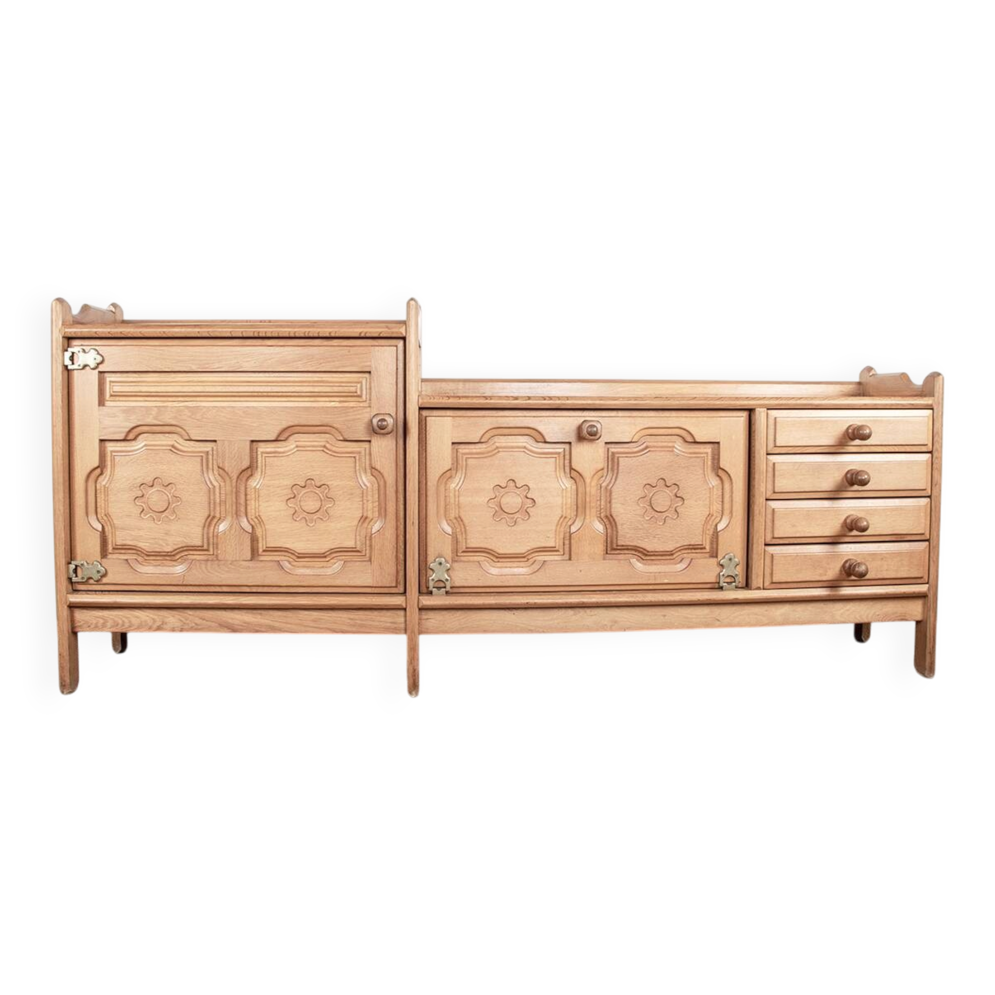 French enfilade in solid oak by Guillerme and Chambron 1960.