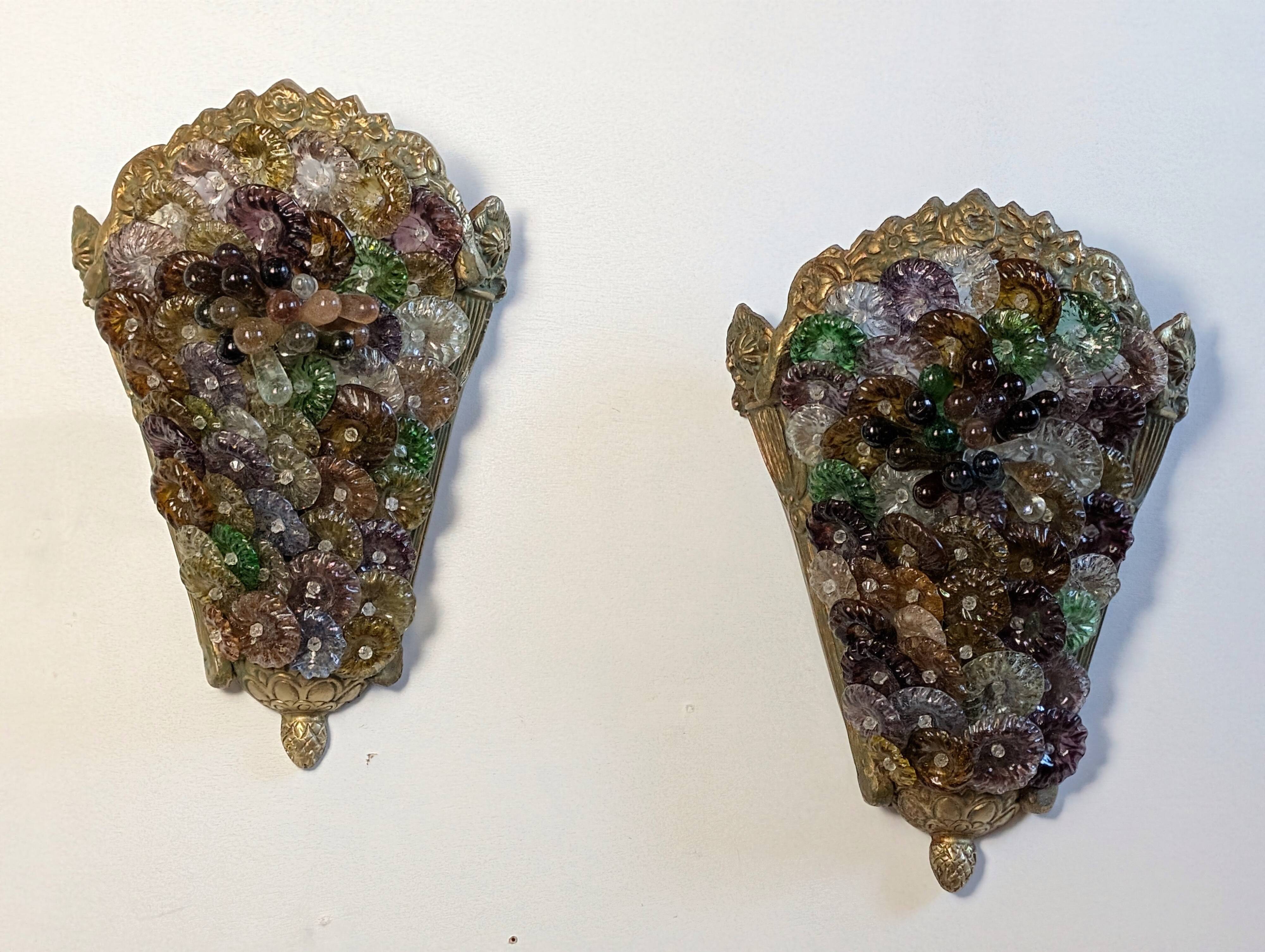 Pair of Art Deco Murano wall lights