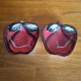 Set of 2 small Apple-shaped Barbotine cups
